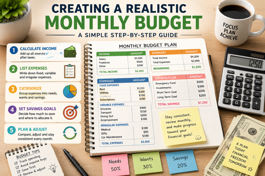 Creating a realistic monthly budget